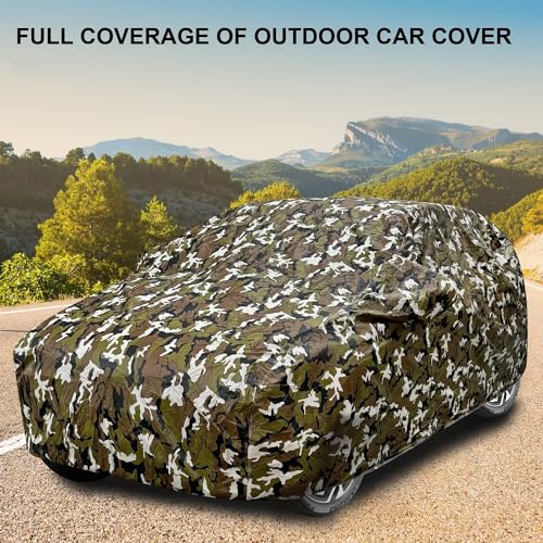 Image of Auto Hub Waterproof Car Cover Compatible with Eeco with Mirror Pockets, Soft Cotton Lining, Eeco Car Cover Waterproof, Army