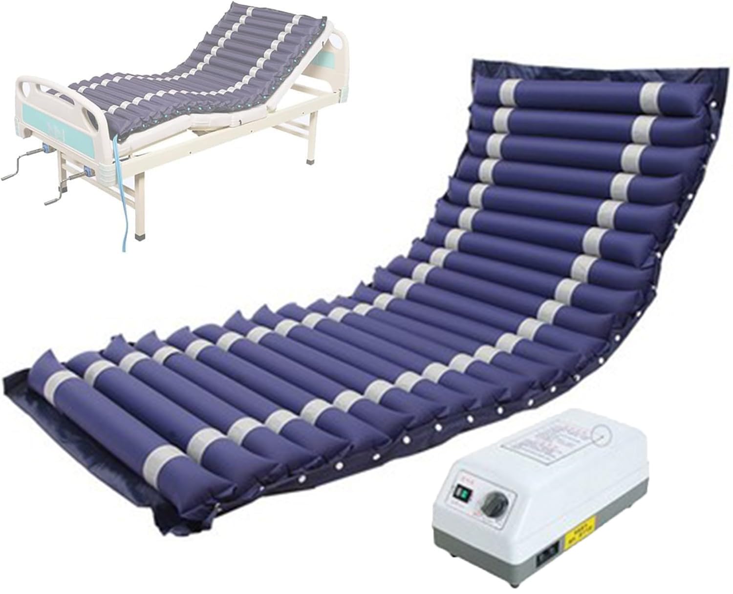 Colchón Antiescaras,Kit Antiescaras Colchón De Aire Y Bomba con Regulación, Almohadilla para Colchón Alivio Presión, Airbag Desmontable,Prevención Y Alivio De Úlceras por Presión,190×90Cm