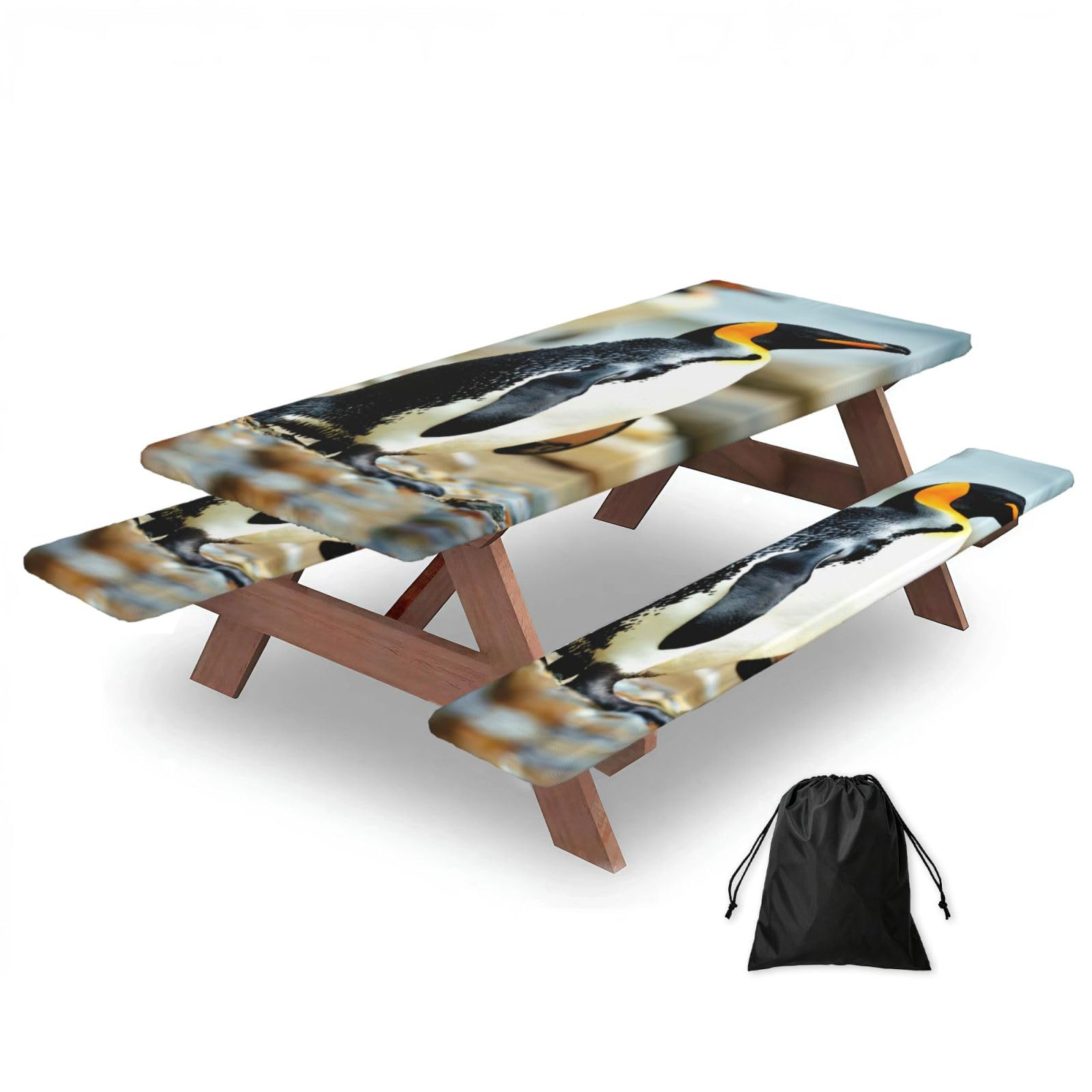 Penguin Print 3 Pack Wipeable Picnic Bench Cover And Table Cover Lightweight Table Cloth For Camping Outdoor