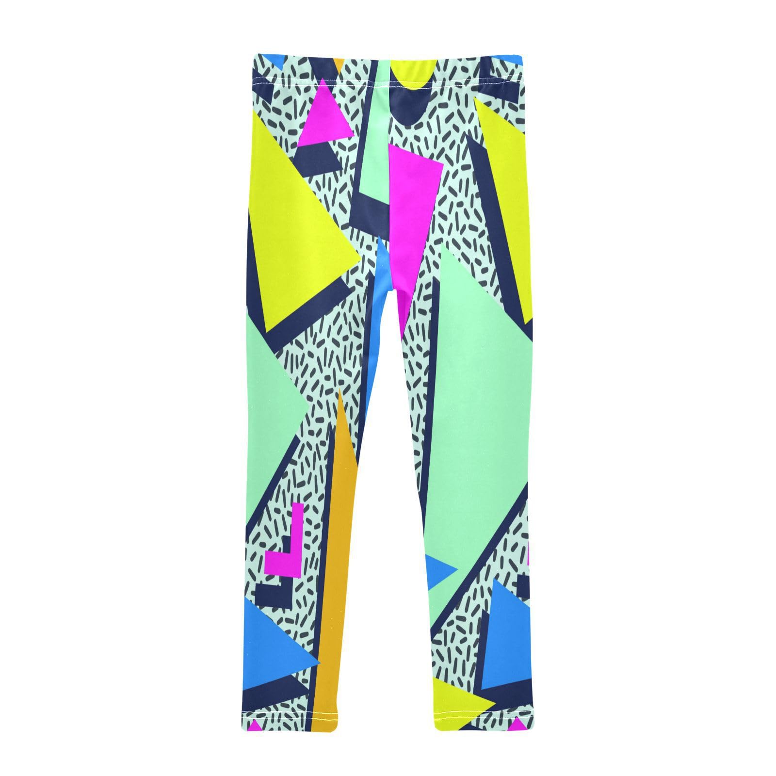Retro 80s 90s Pattern Baby Girls Toddler Leggings Kids Yoga Pants Dance Active Tights 5T