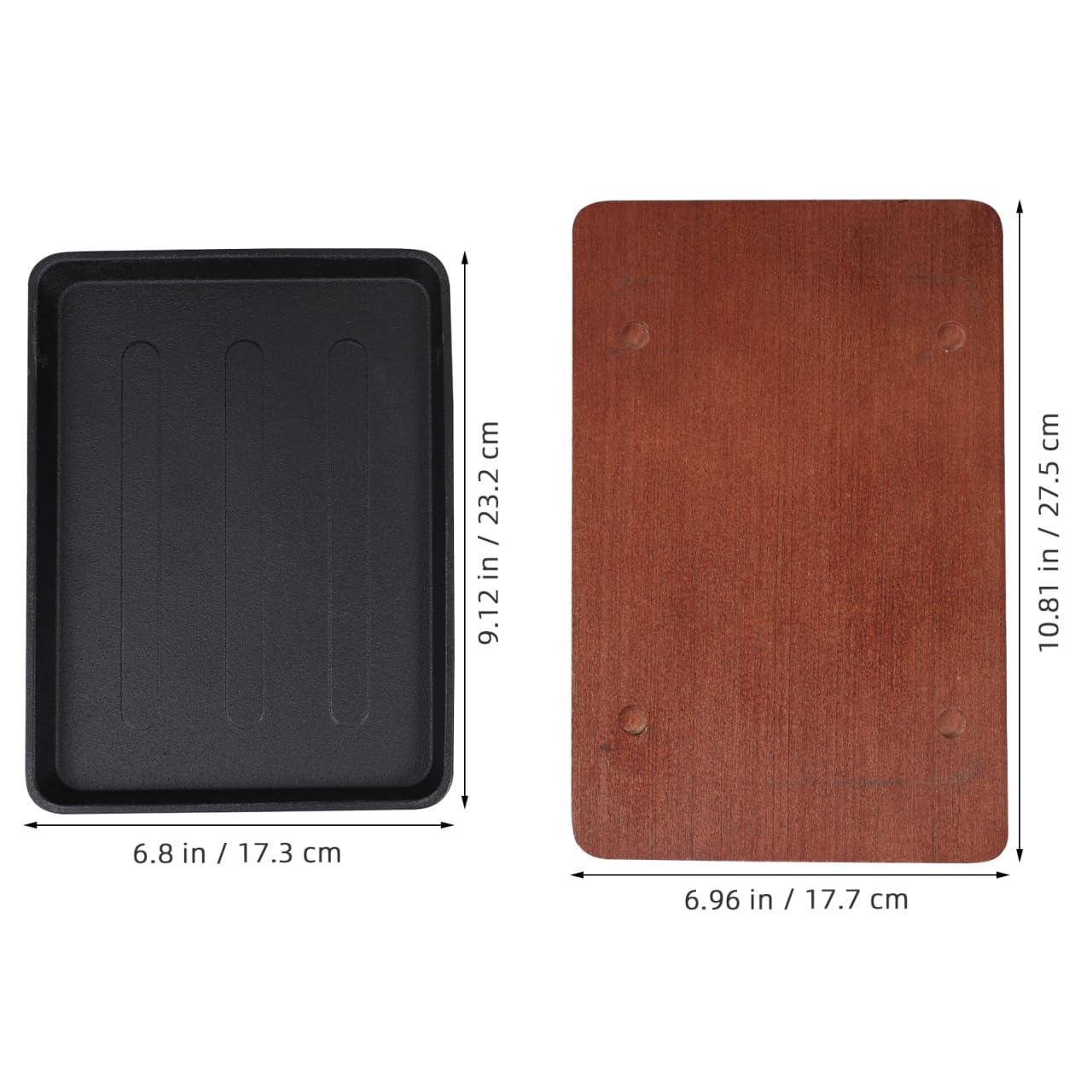 ULTECHNOVO Gusseisenpfanne Induktion Quadratische Steakplatte | Inklusive Holzsockel, 23.2x17.3cm, Schmiedeeiserne Pfanne Alternative, Ideal für Steak, Grillen, Zuhause & Restaurant