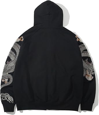 XYXIONGMAO Street Dragon Embroidered Jackets For Men Japanese Cool Graphic Hoodies Hip Hop Black Jacket Winter Pullover Mens