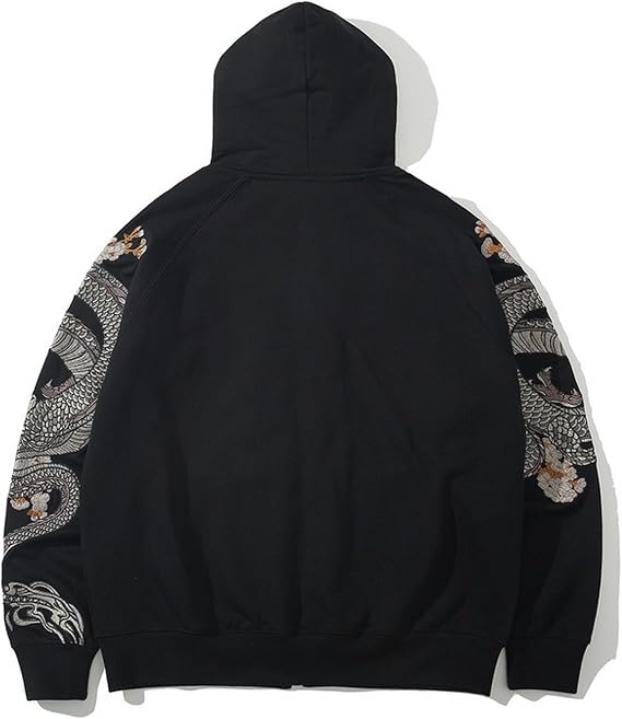 XYXIONGMAO Street Dragon Embroidered Jackets For Men Japanese Cool Graphic Hoodies Hip Hop Black Jacket Winter Pullover Mens