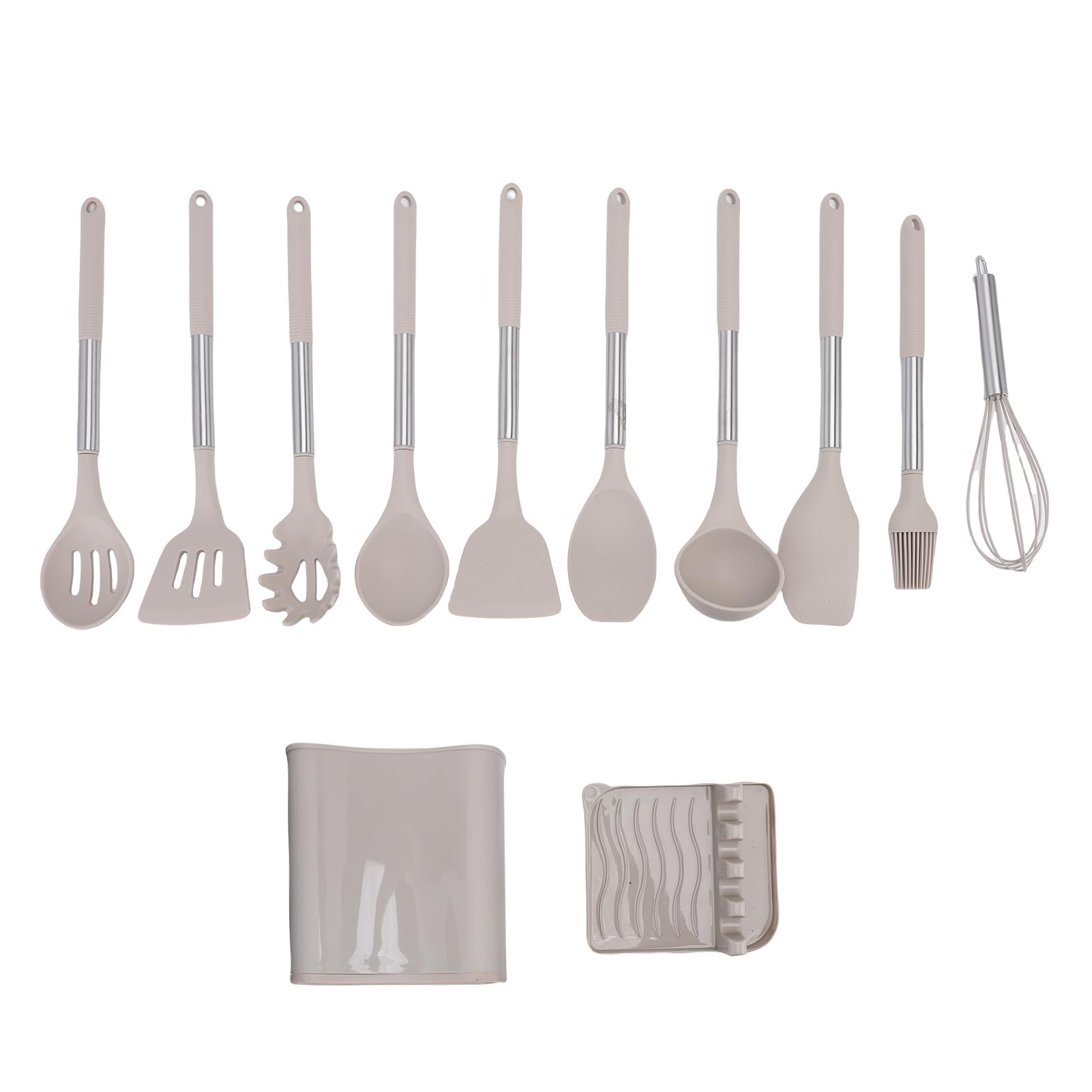 TOPINCN Silikon Küchenutensilien Set 22 Teile mit Edelstahlgriff Halter und Abtropfschale für Antihaft-Kochgeschirr Hitzebeständig BPA Frei Spülmaschinengeeignet