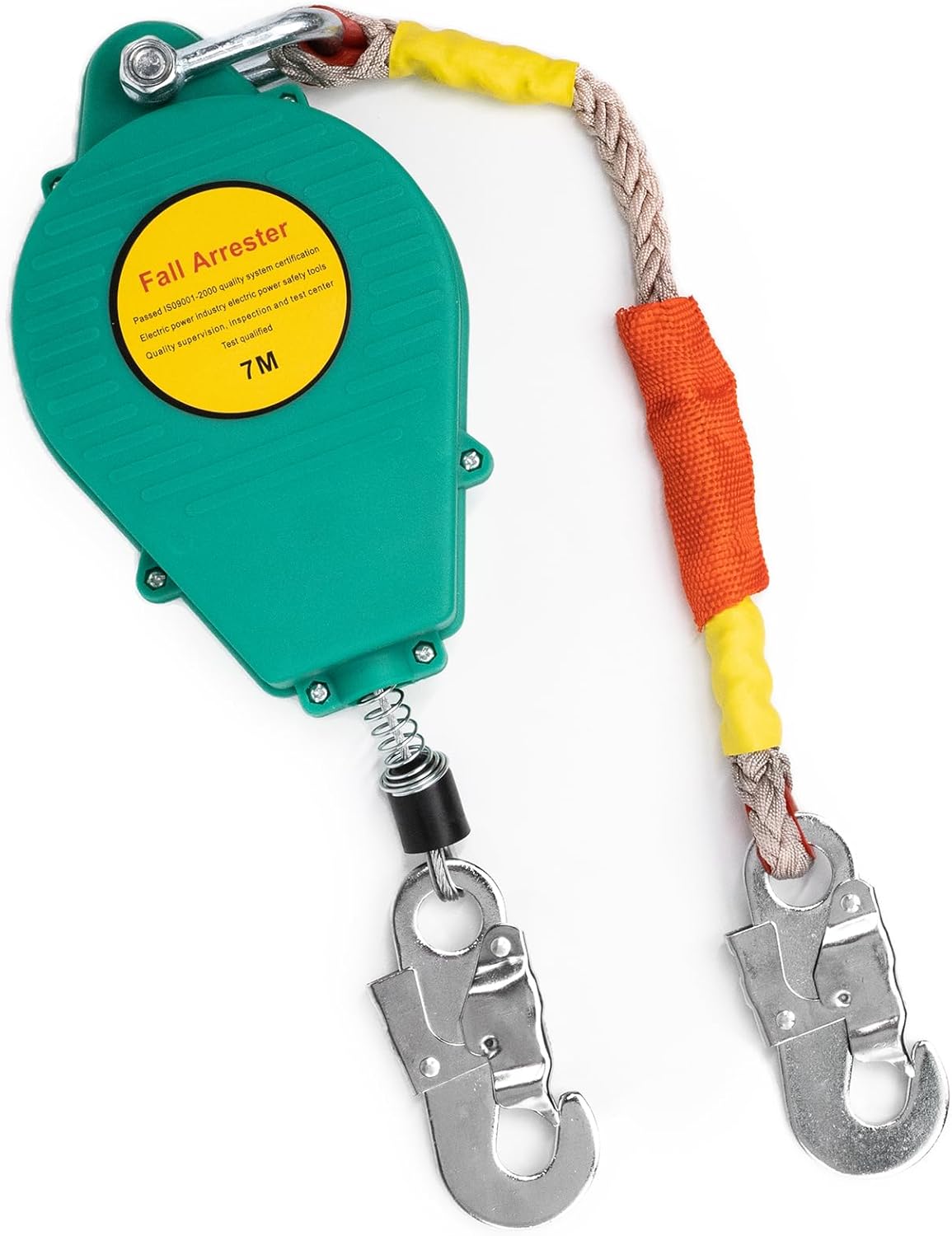 23ft/7m Self Retracting Lifeline, Safety Lanyard Fall Protection with Alloy Steel Self-Locking Hooks, 330lbs Roofing Harness, Cabinet Shelf Hole Jig for Electrical Maintenance, IB2-NYS-7WU675