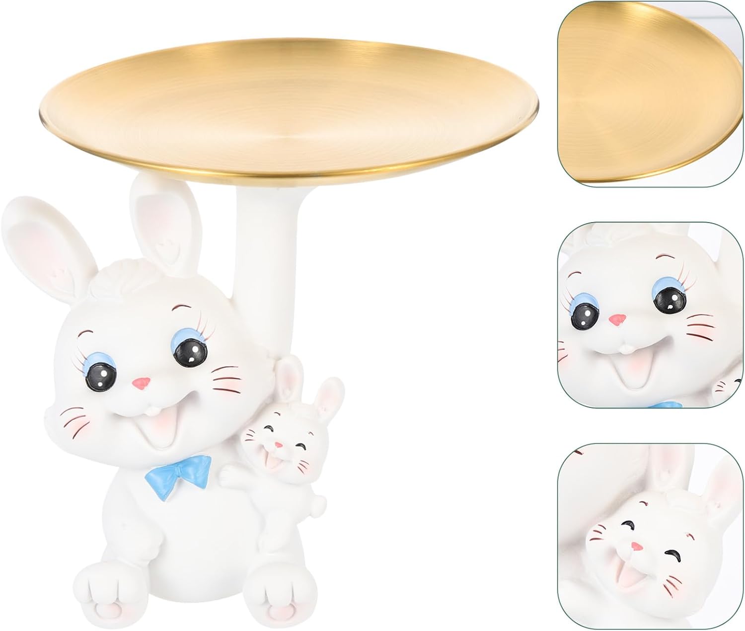 Milisten Resin Bunny Decorative Food Tray Cute Snack Plate Household Desktop Storage Organizer Bunny Decor for Home and Office