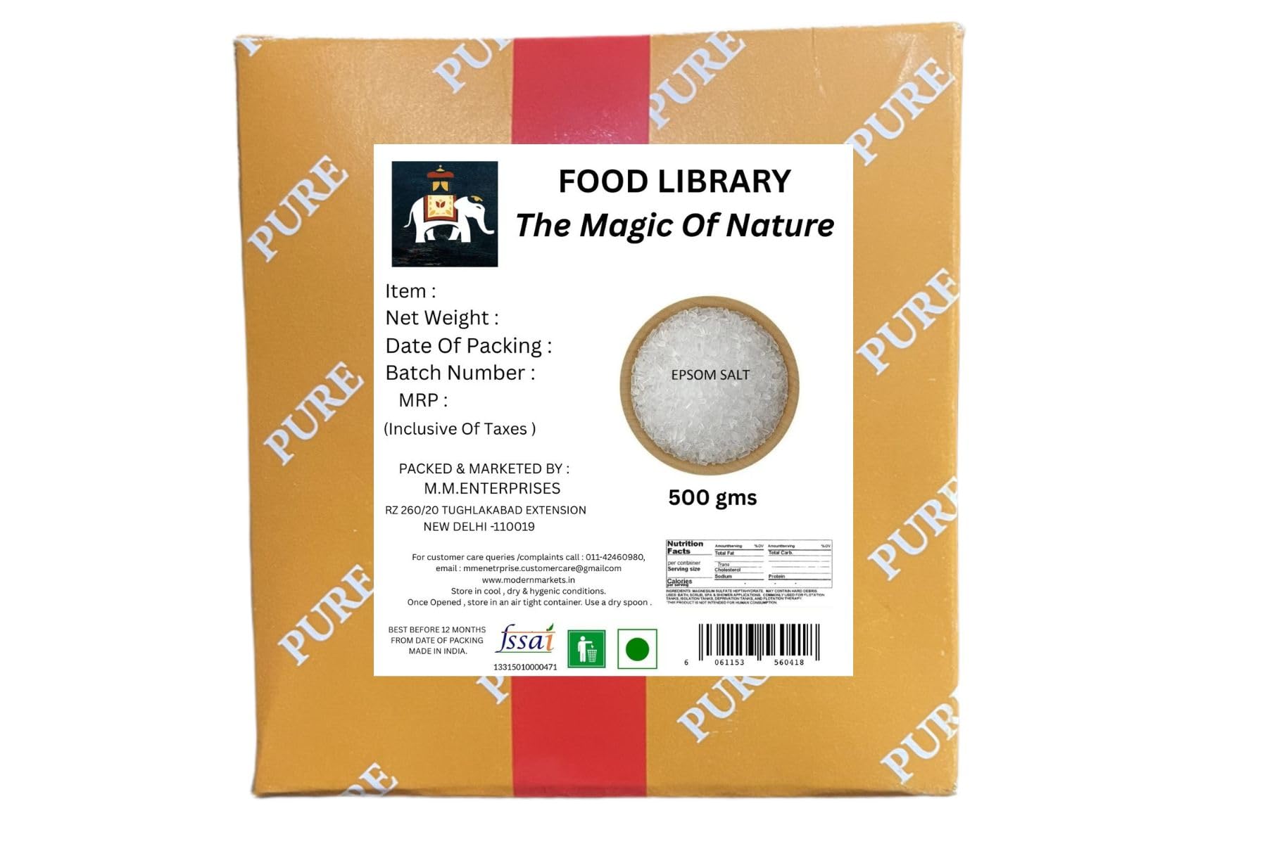 Food Library the Magic Of Nature Epsom Salt – Pure Magnesium Sulfate Crystals | Relaxing Bath Soak & Muscle Recovery 500gm.-image-19