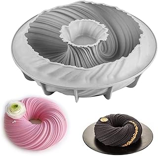 Moulessilicone Gâteaux/Moule en Silicone a Forme de Spirale, Moule à Brioche en Silicone,Moule à Pâtisserie en Silicone, pour Faire des Croûtons Mousse Gâteau Pain (Gris)
