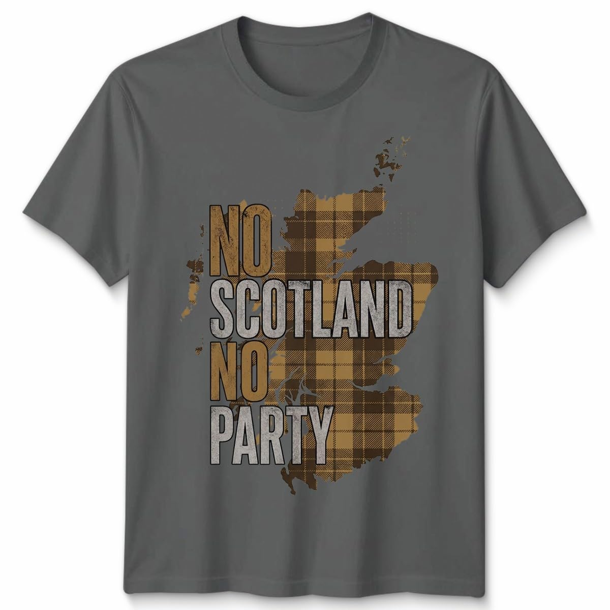 ATTAR APPAREL No Scotland No Party Unisex Football T Shirt Scottish Flag Soccer Fans Navy Gold Scotland Slogan Graphic Tee Unisex 2XL — image 1