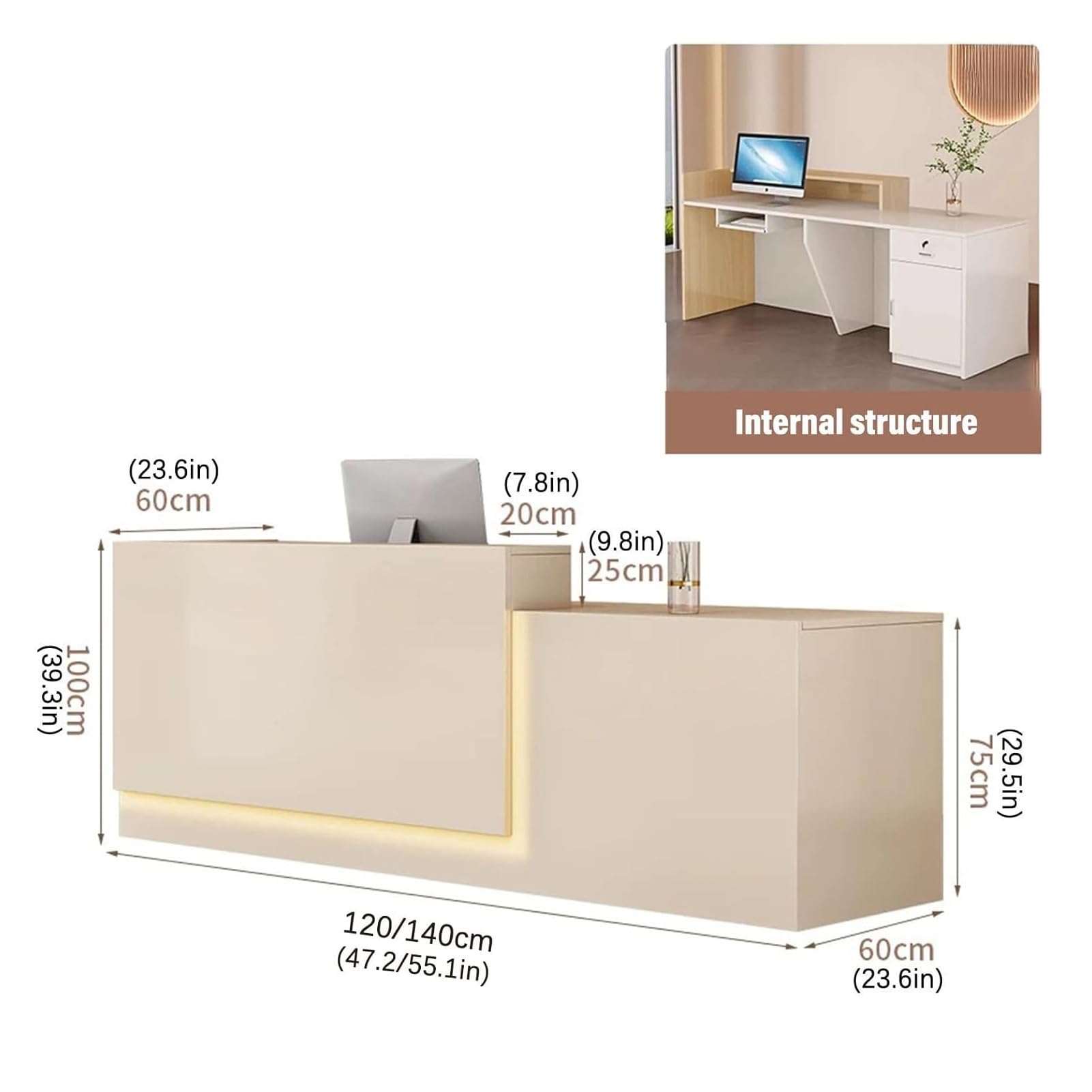 Czarny drewniany blat recepcyjny z zamykaną szufladą na biurko do sprzedaży detalicznej taca na klawiaturę w zestawie 120 x 60 x 100 cm – idealna do biur i firm