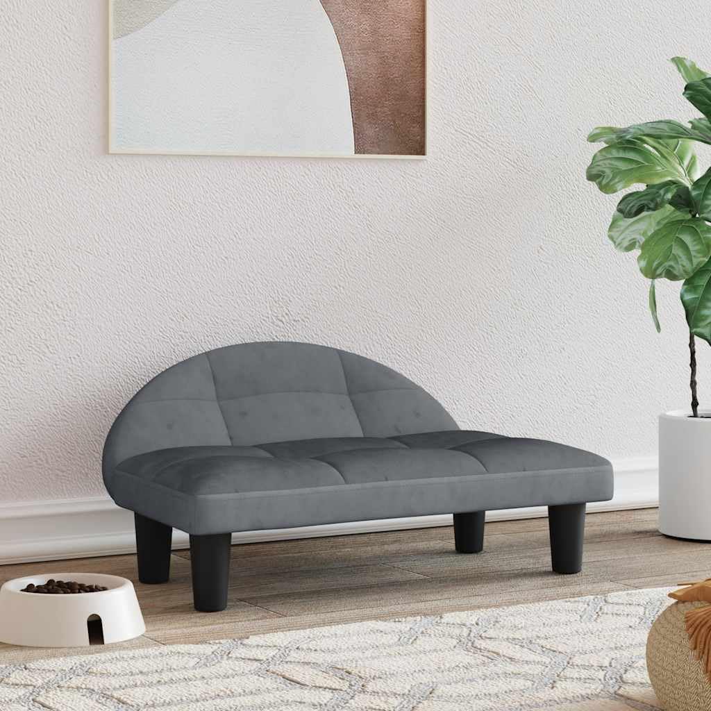 Sofá para perros con marco de madera maciza y suave cama para perros de tela para el salón, color marrón, 70 x 52 x 30 cm