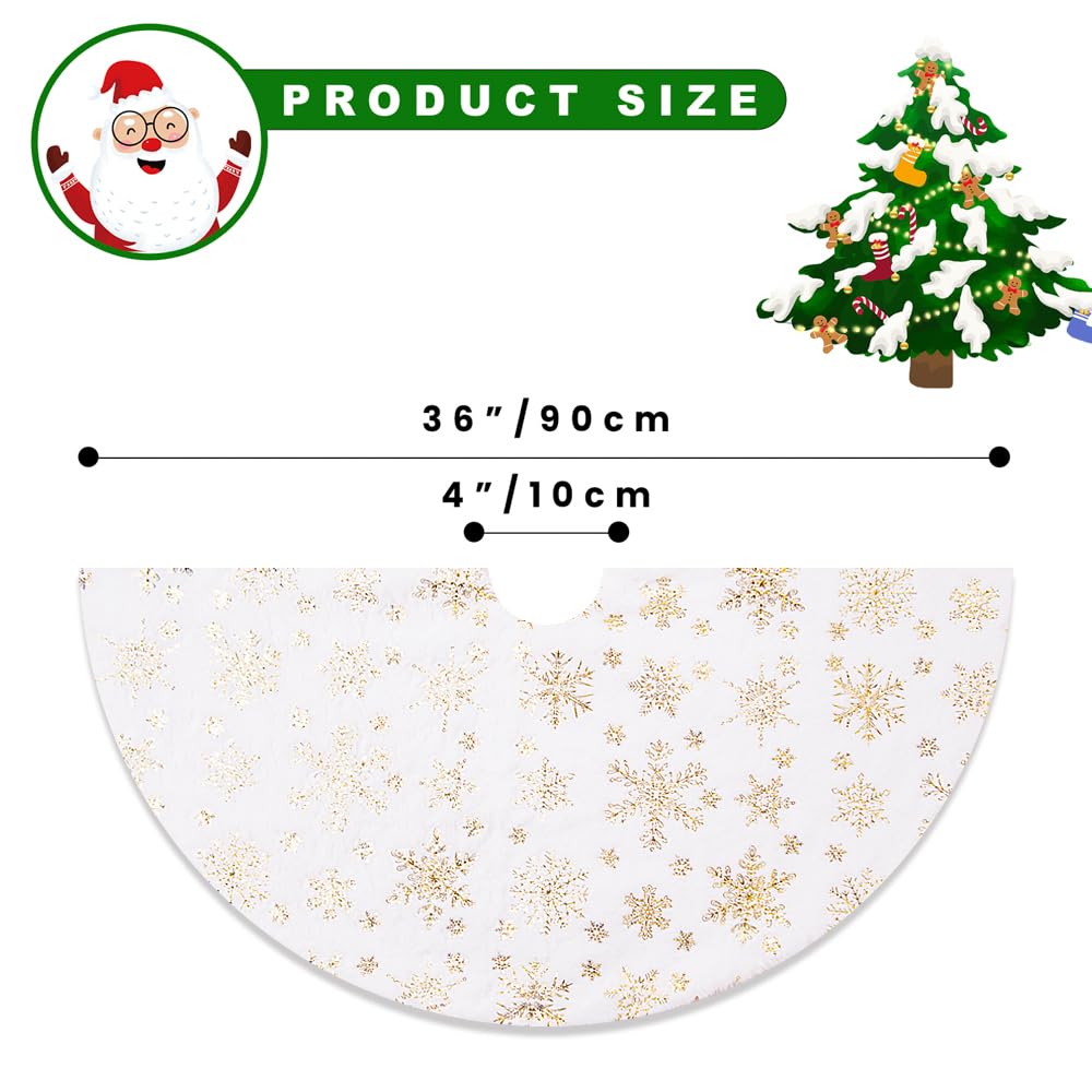 Gonna Albero Di Natale In Peluche Bianco, 61 Cm, Con Velcro, Per Interni Ed Esterni, Soffice E Spessa - 3