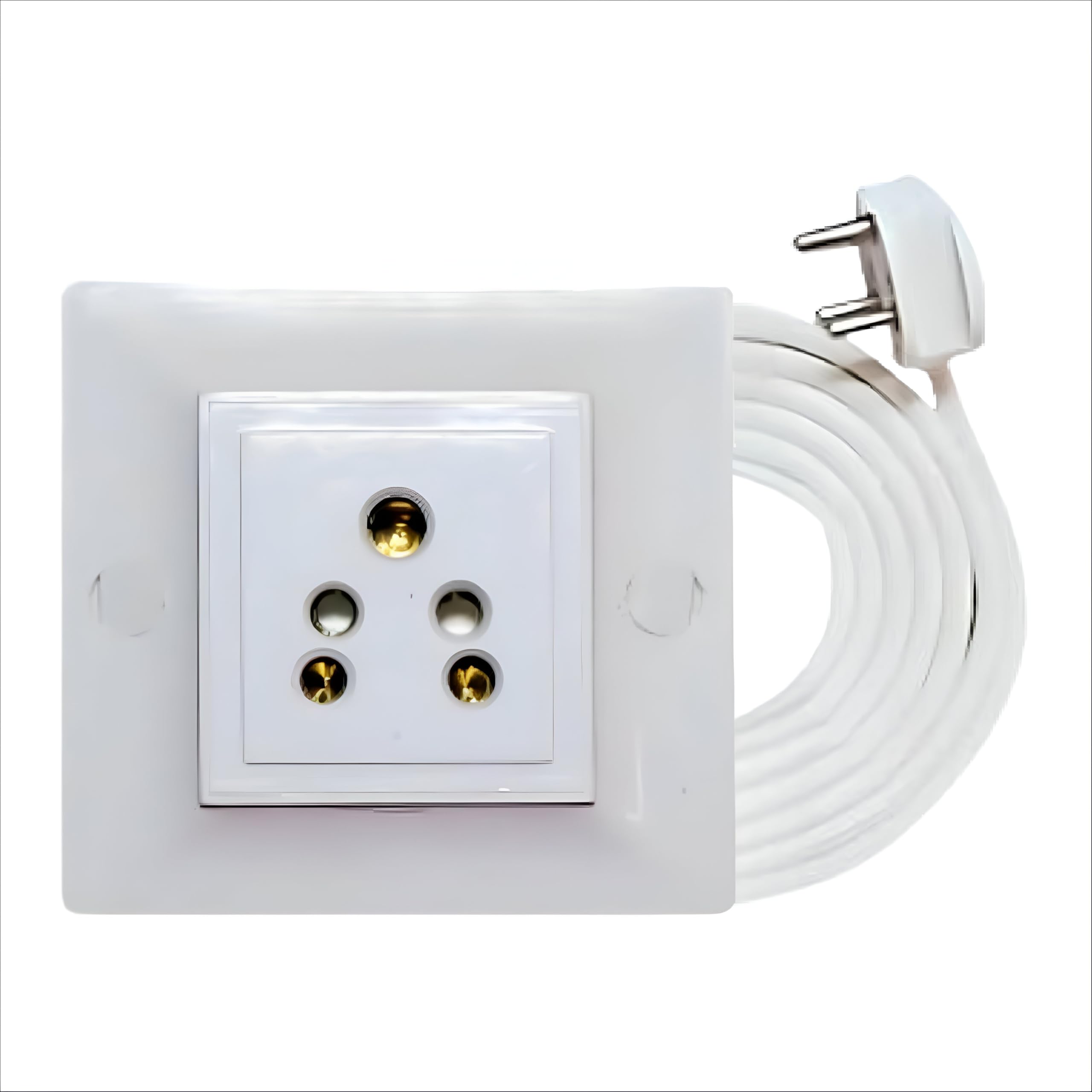 Elegant Casa Electric Extension Board 6 Amp Indian Socket with 3 Core 1.5 Mm Copper Wire with 6 Amp Indian Plug, with 3-Meter Copper Wirefor Home, Office, for Small Appliances, Color White-1 Set-image-17