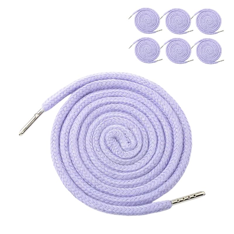 6 Pieces Purple Drawstring 1.3M Polyester Drawstring Cord Replacement with Metal Closure Ends for Hooded Sweatshirt/Trousers/Shoes โ image 1