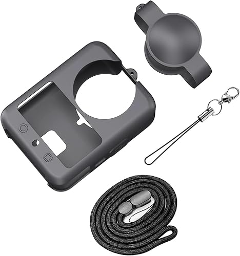 Para accesorios DJI OSMO 360, funda de silicona + tapa de lente + funda protectora con cordón compatible con cámara de acción DJI OSMO 360 (sin