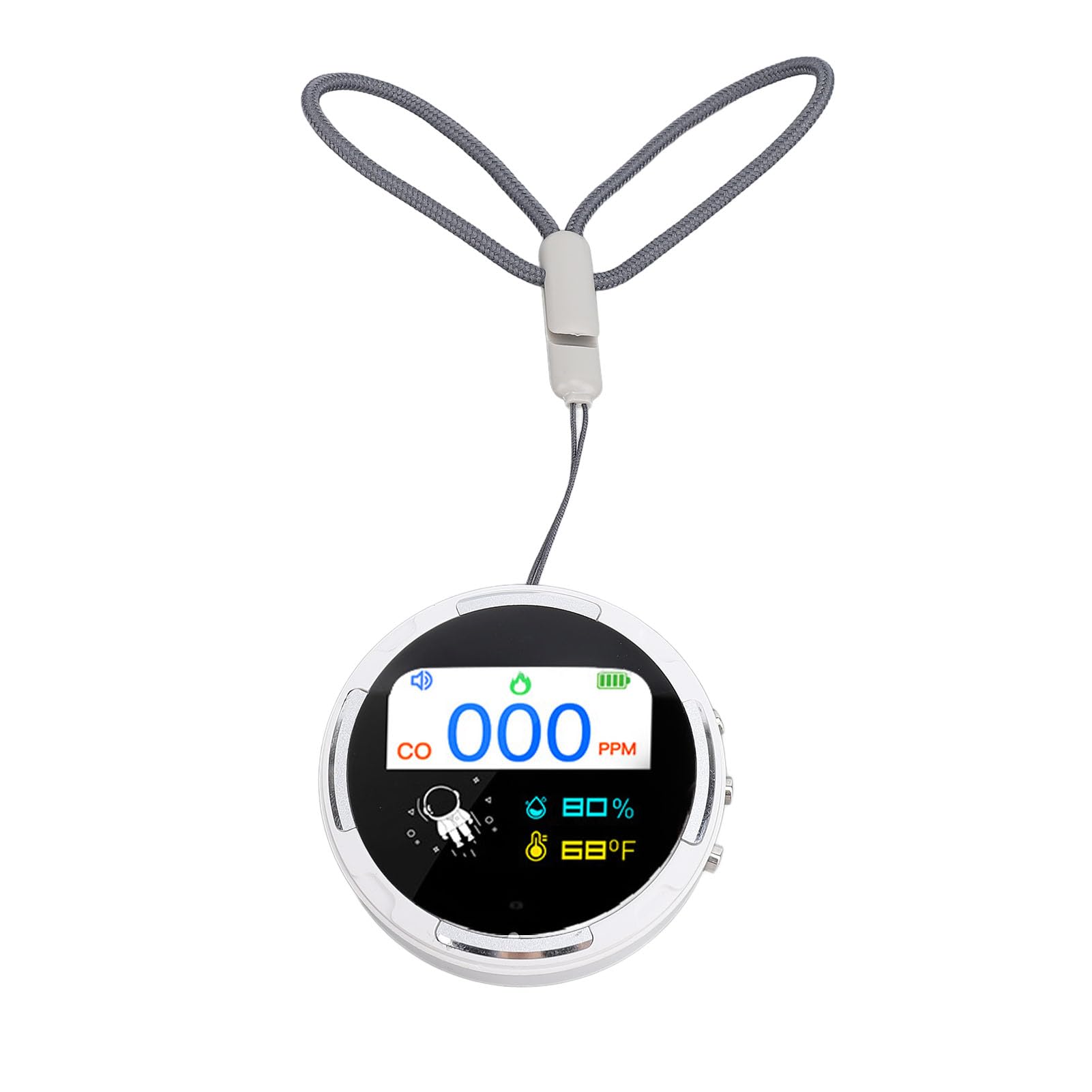Rengue Rilevatore di CO Ricaricabile, Misuratore di Monossido di Carbonio Portatile con Sensore Elettrochimico 0-999ppm, Resistente All'Acqua per Campeggio Viaggio Casa Barca Veicolo (WHITE)