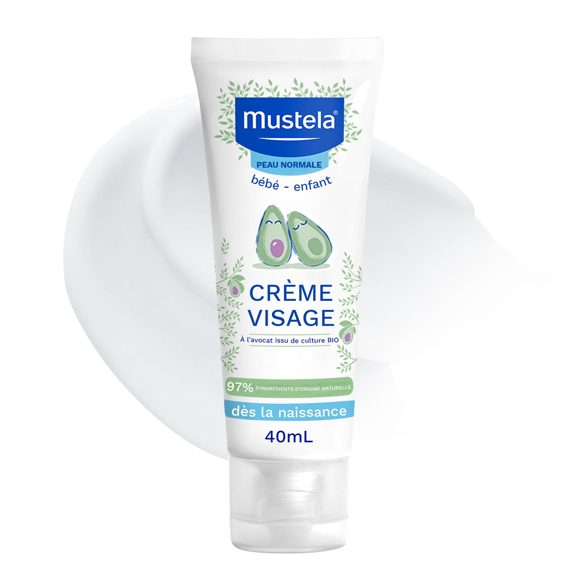 Mustela Crème Visage Hydra Bébé Soin Quotidien Nourrissant 97% d'Ingrédients d'Origine Naturelle