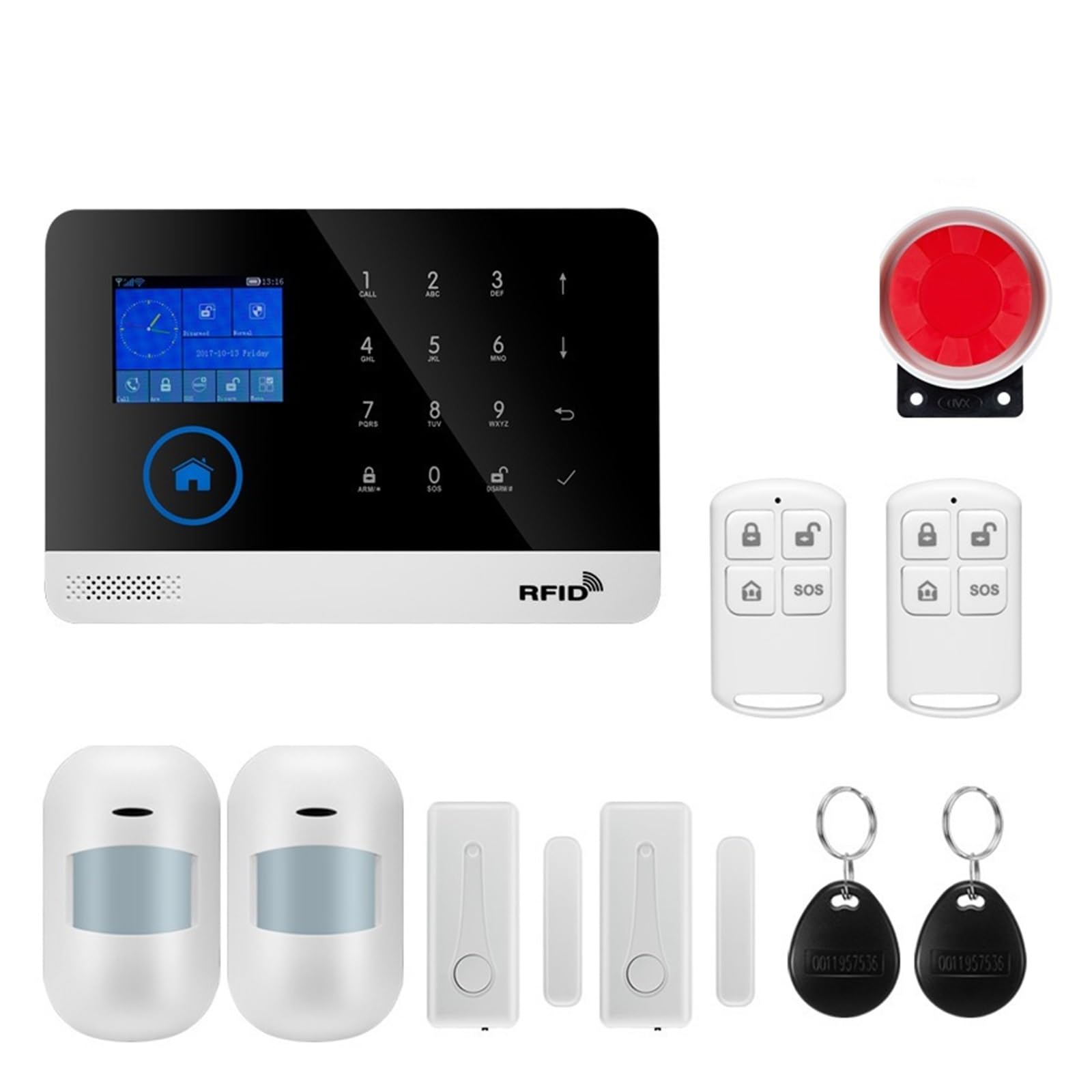 Sin Cuotas Mensuales De Alarma For Seguridad Antirrobo En El Hogar Tuya Smart House App Control 433MHz GSM Inalámbrico Con Cámara Sensor Movimiento(W2B Bundle 2)