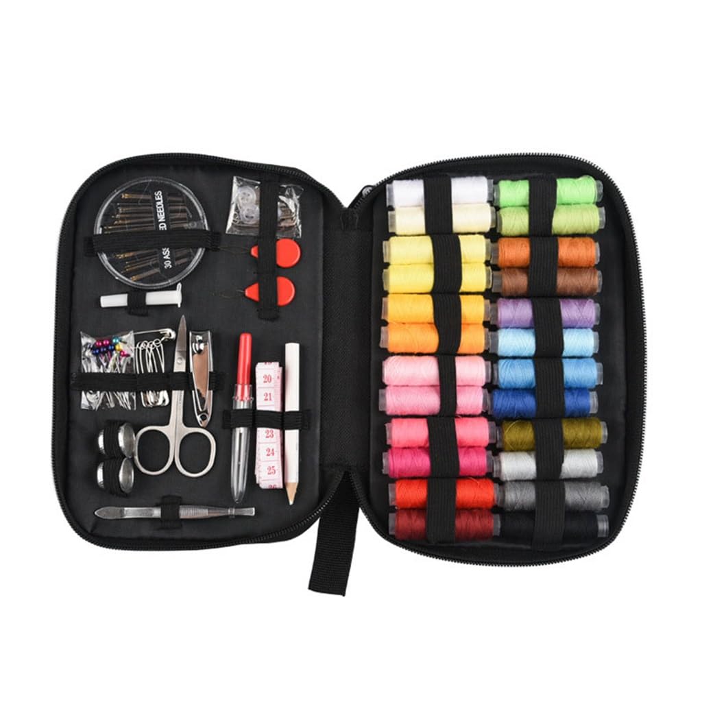 Kit Cucito LoDrid Portatile | 24 Filati Colorati + Accessori | Borsa Flanella Verde Design Brevettato