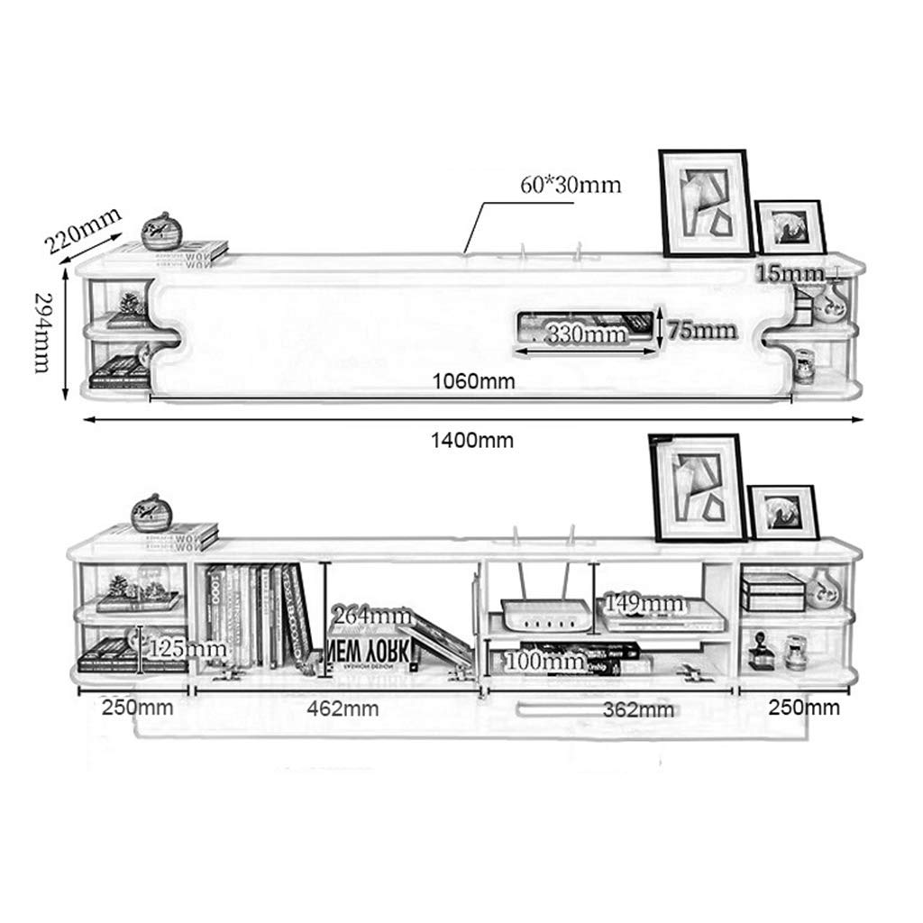 An Der Wand Montierter Schwebender Tv-Ständer Mit 2 Schichten Weißer Medienkonsole Für Xbox One/Ps4/Kabelbox/Dvd-Player/Spielekonsole, Wandhalterung