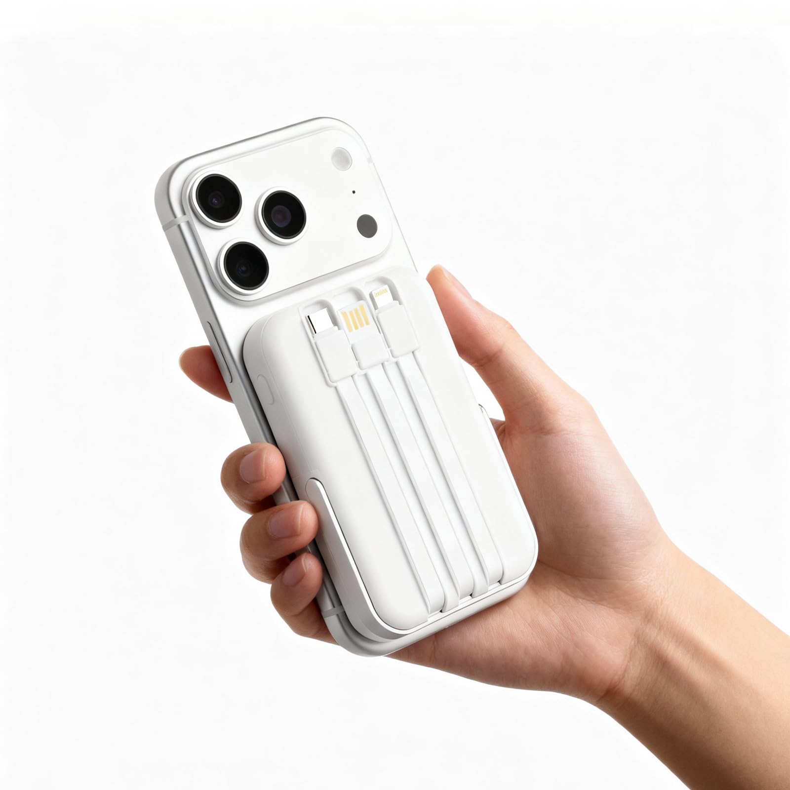 Batería externa de 10000 mAh compatible con MagSafe, cargador portátil magnético con pantalla digital, carga rápida inalámbrica de 15 W, 3 cables integrados, soporte plegable compatible con iPhone 16