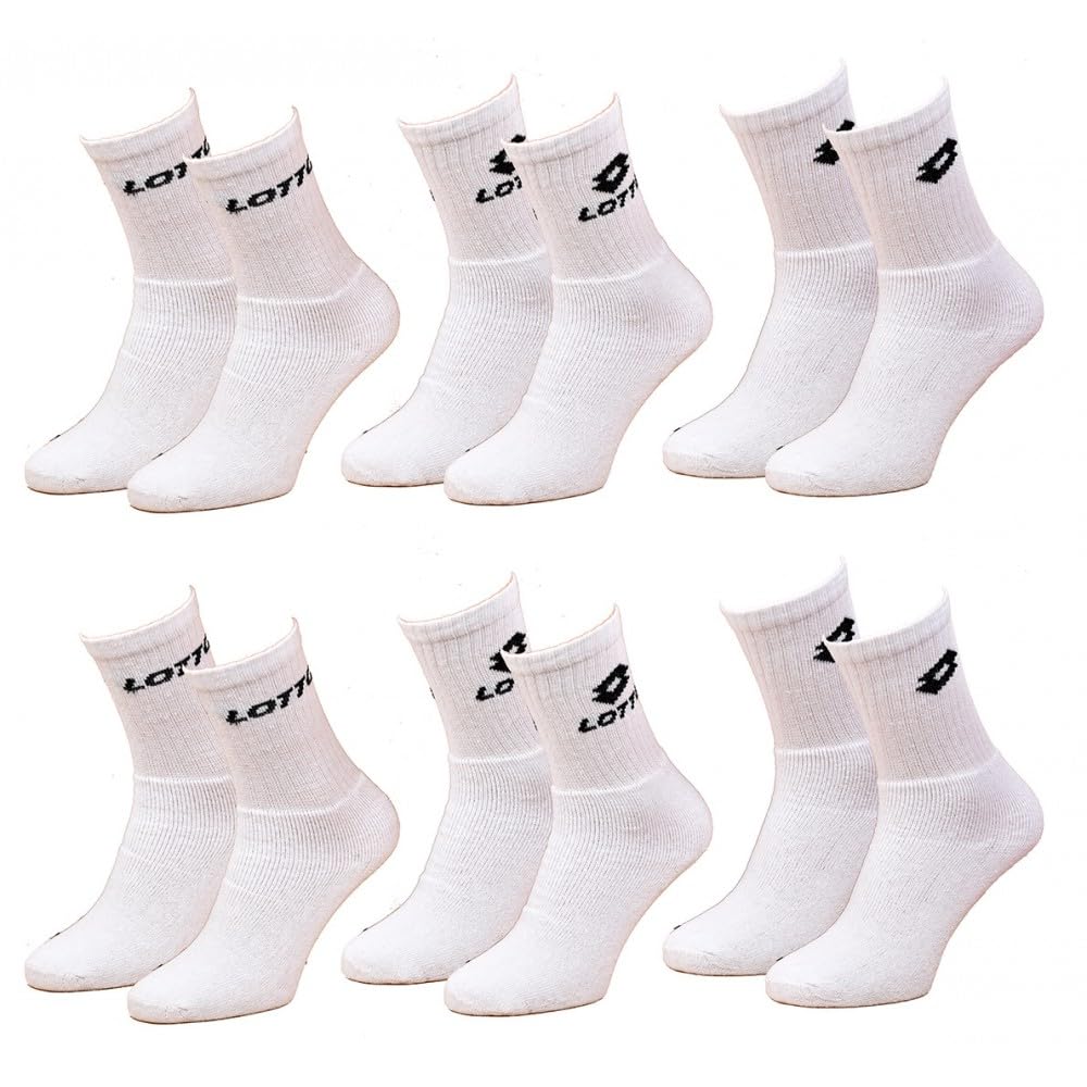 Ozabi Men's Pack Of 6 Pairs Of White Tennis - Lotto Socks Tennis Model -Assorted Photo Models According To Availabiles- Multicolor, 39-42