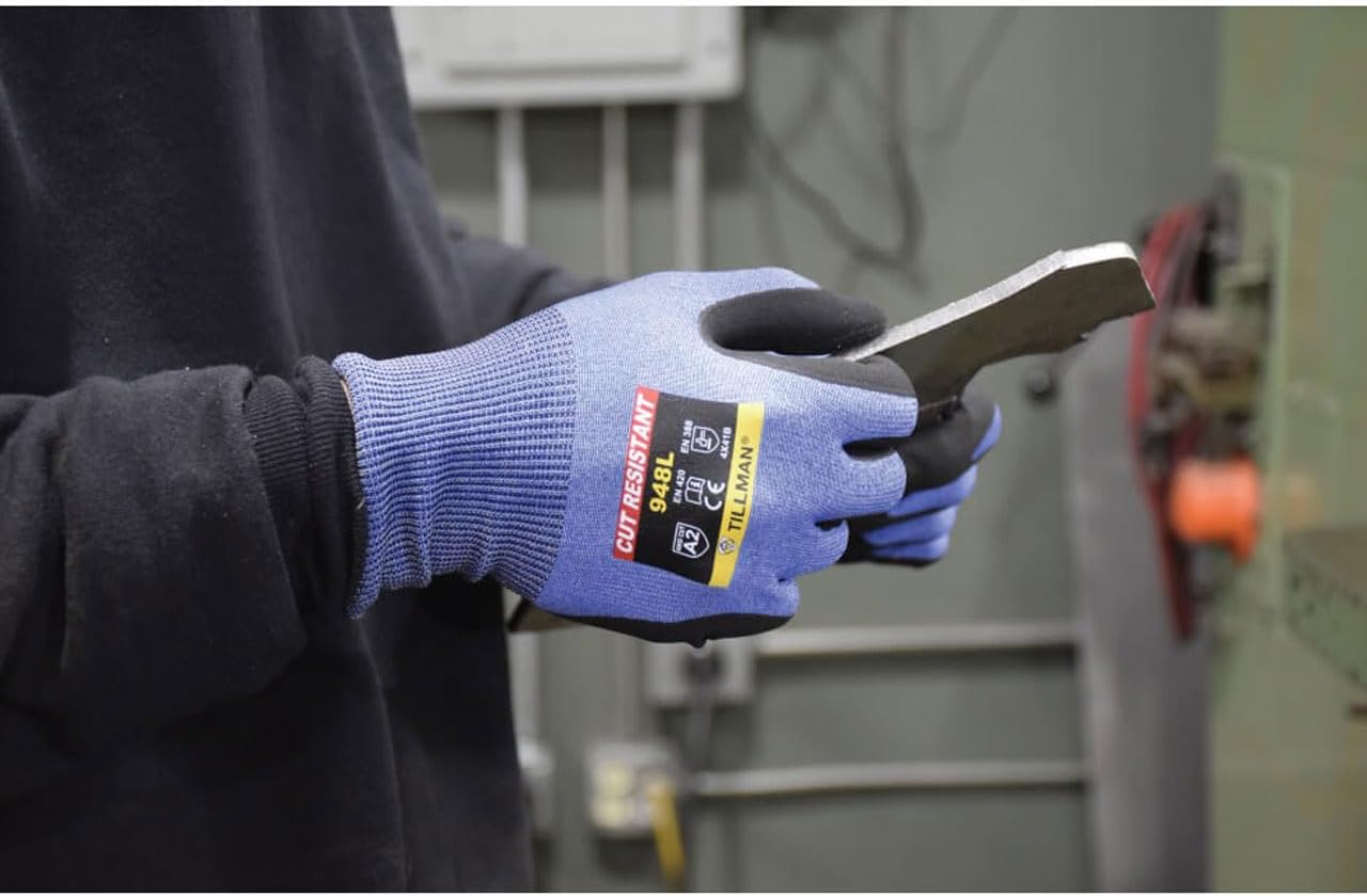 Tillman 948 Ultra Thin 18 Gauge HPPE Nitrile Coated Gloves, Medium