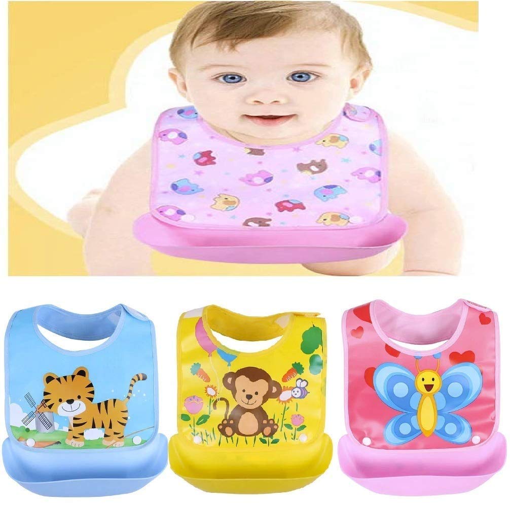 BabyGo Silicone Baby Detachable Waterproof Apron Bibs, Waterproof, Washable & Reusable, Non Messy Easy Cleaning, Adjustable Neckline with Buttons (Set Of 1)-picture-21