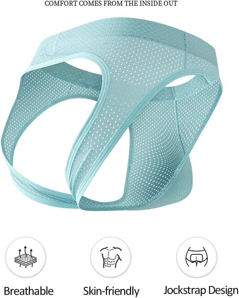 Men's 5-Pack Jockstrap Seamless Underwear Thongs Mesh Jock Strap Athletic Supporter - Image 2
