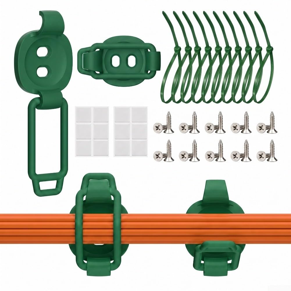 10 Clips Organizadores Cables Ajustables ABS(green)