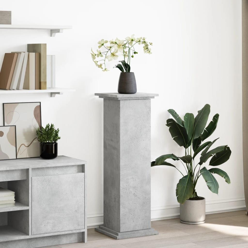 vidaXL Piédestal avec rangement gris béton 31x30x90 cm bois ingénierie