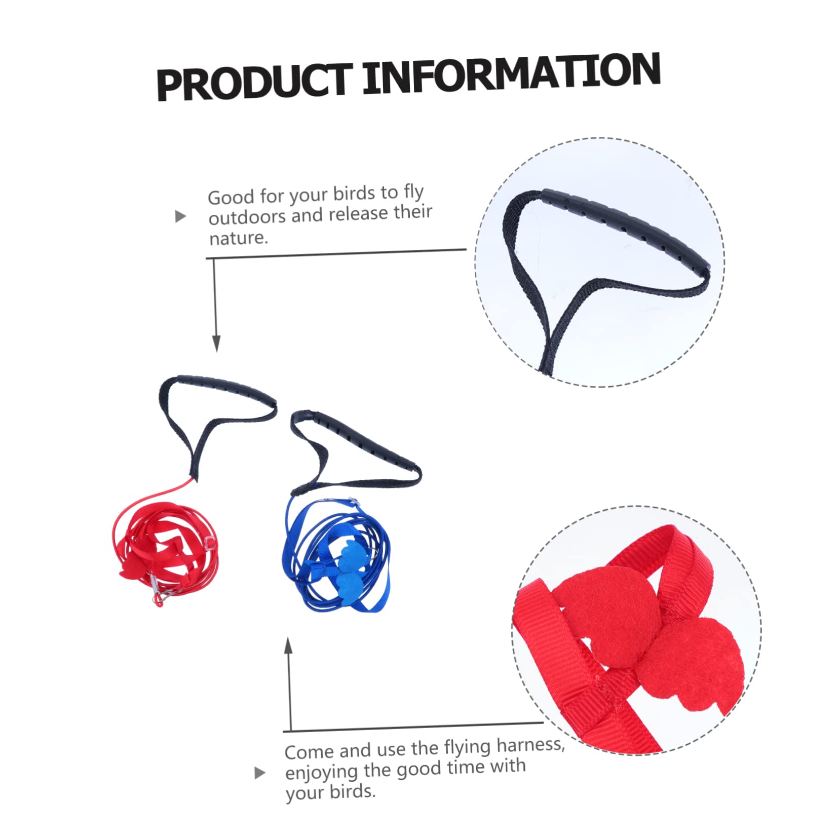 GRIRIW 2Pcs Adjustable Pet Harness Leash with for Outdoor Training Red Blue for Parrots Cockatiels and Lovebirds Prevent Loss and Ensure Safety