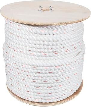 Rope and Cord Twisted Poly-Dacron Rope High Strength Utility Rope 250 Feet, 3/4 in.