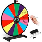 Smartxchoices 24" Spinning Prize Wheel, 14 Slots Color Tabletop Spinning Wheel with Dry Eraser & Marker Pen Editable for Carnival Fortune Spin to Win Casino Games Trade Shows