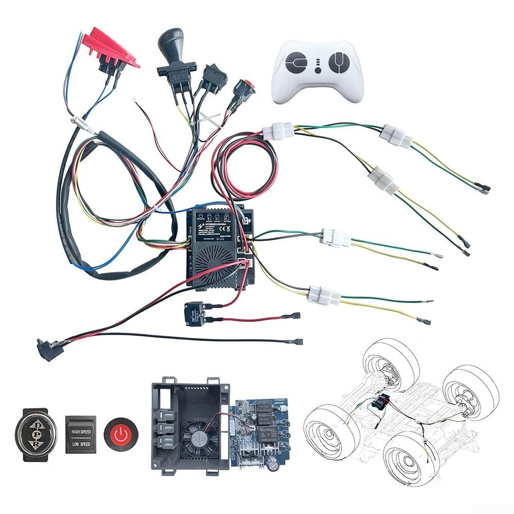DAZZLEEX 24V DIY Wiring Harness Kit For Kids Electric Car 2.4G Remote Control Switch Box Upgrade Conversion Set For Ride On Toys 12V-24V Compatible