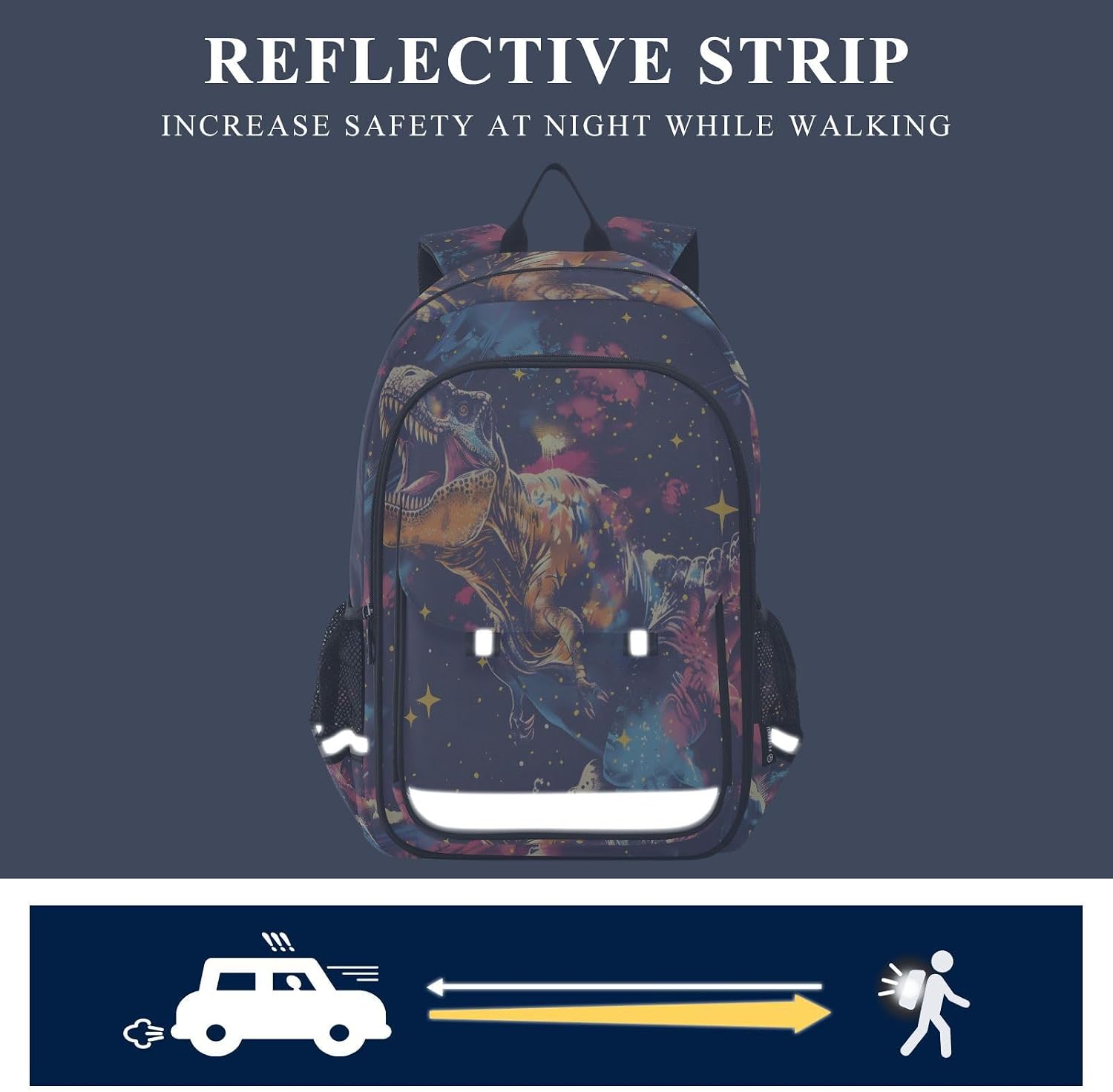 senya School Backpack Kids College Rucksack Travel Bookbag Fashion Back Pack Girls Boys Tyrannosaurus T-rex Space Comic image 5