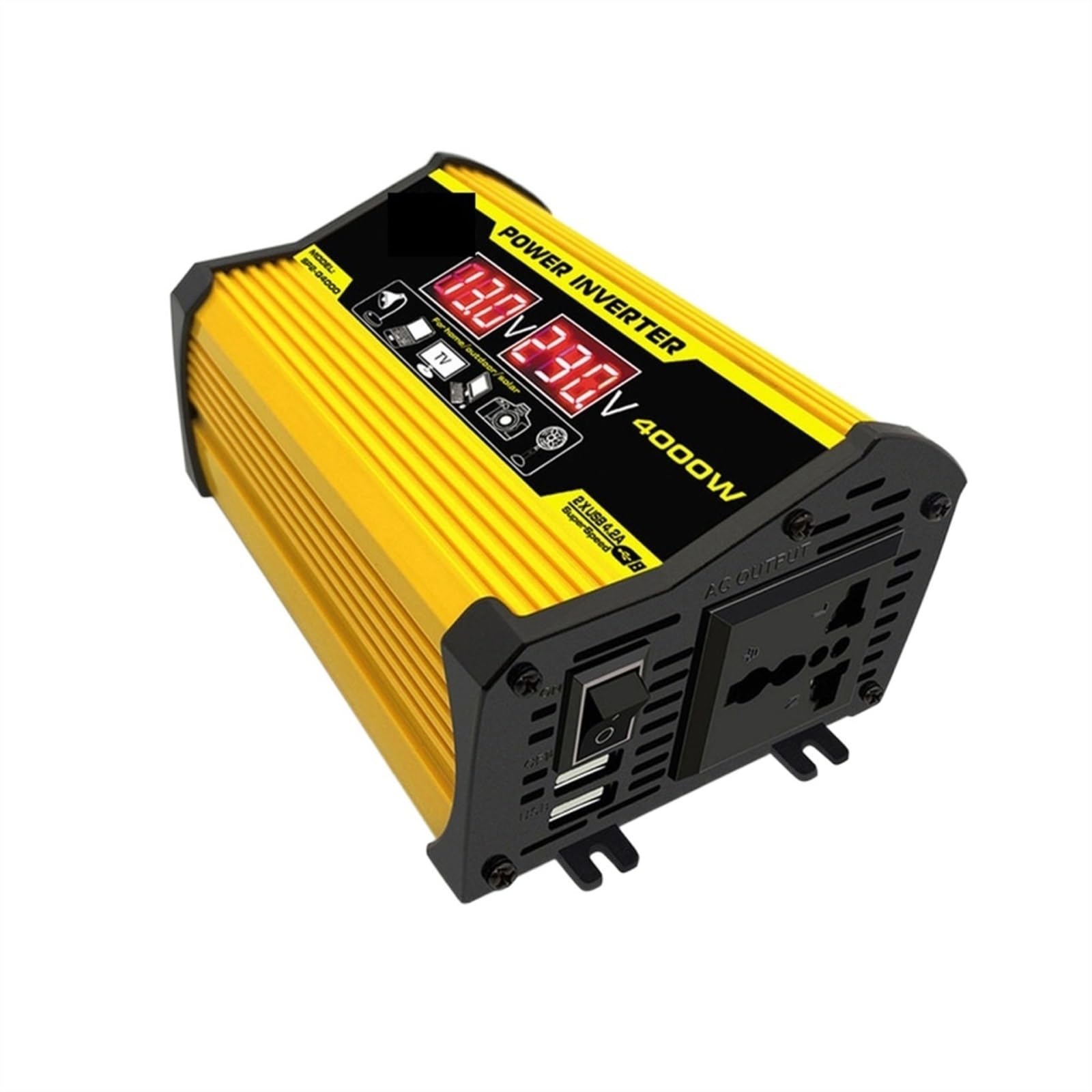 CUDTAPI 4000W/8000W Pure Sine Wave Inverter 12V/24V 110/220 Portable Power Bank Converter Solar Inverter Solar Car Converter(HS4000W,Onecolor)