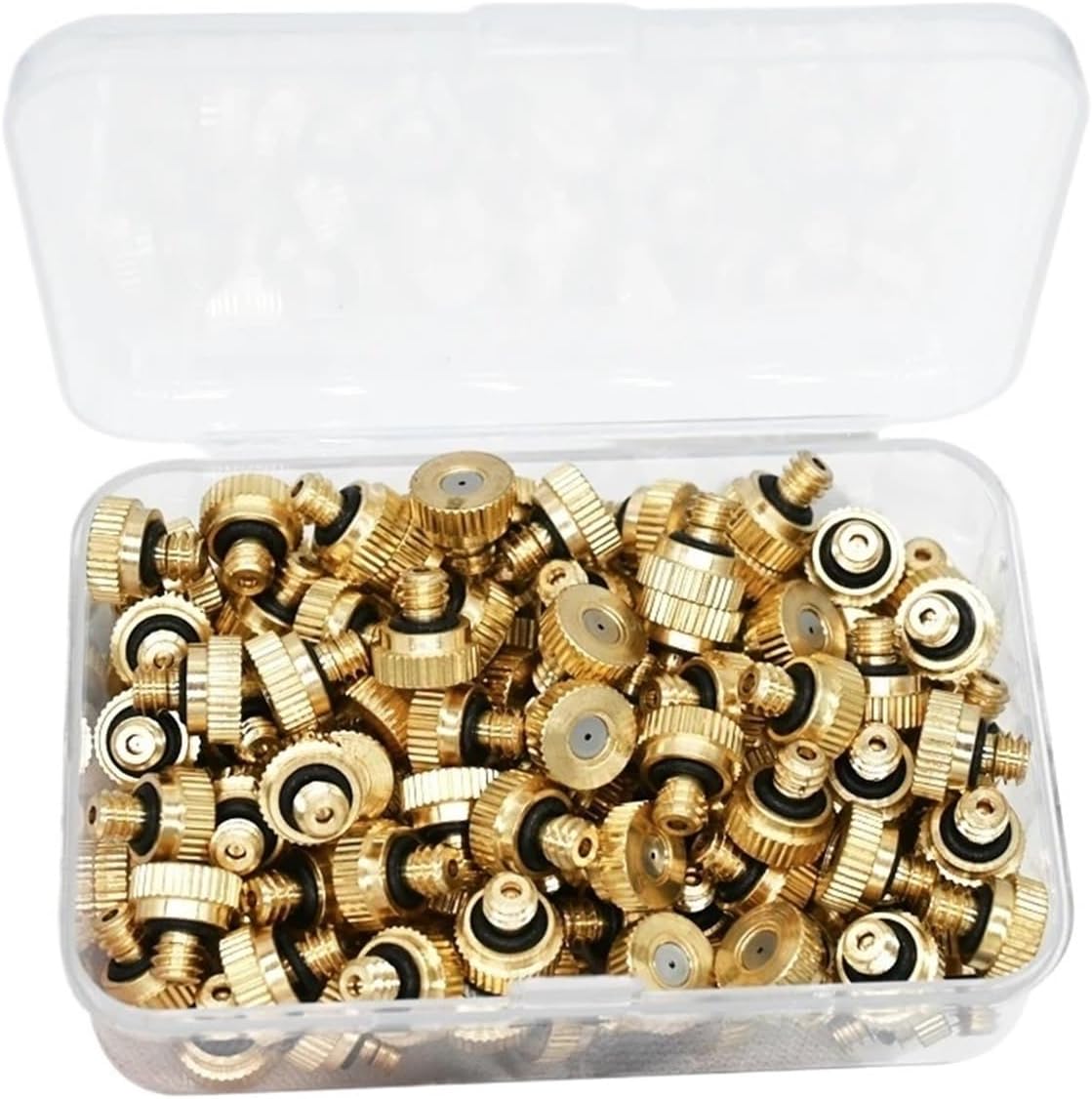 100PCS Threaded Brass Misting Nozzle 0.1-0.8mm Orifice Water Mister Parts Fog Nozzle for Patio Misting System for Garden, Patio, Greenhouse(0.2mm)