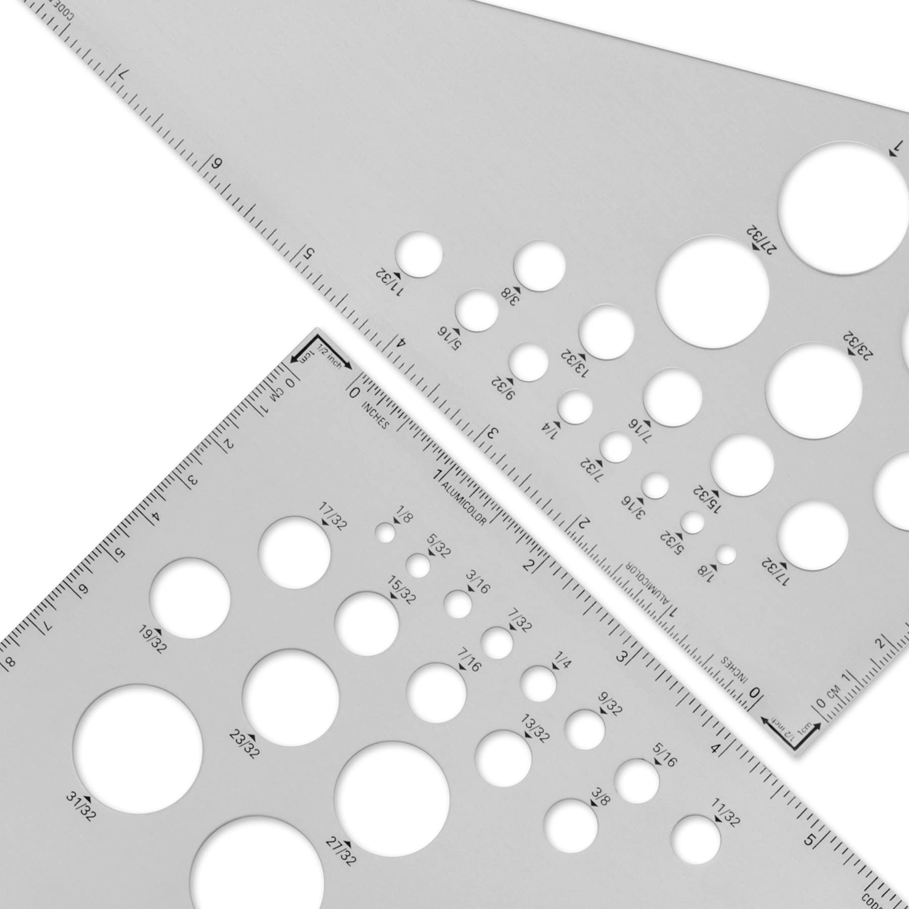Alumicolor Aluminium-Zeichendreieck, 2-teilig, 20,3 cm und 25,4 cm Set, 30/60 (10 Zoll) und 45/90 (8 Zoll)