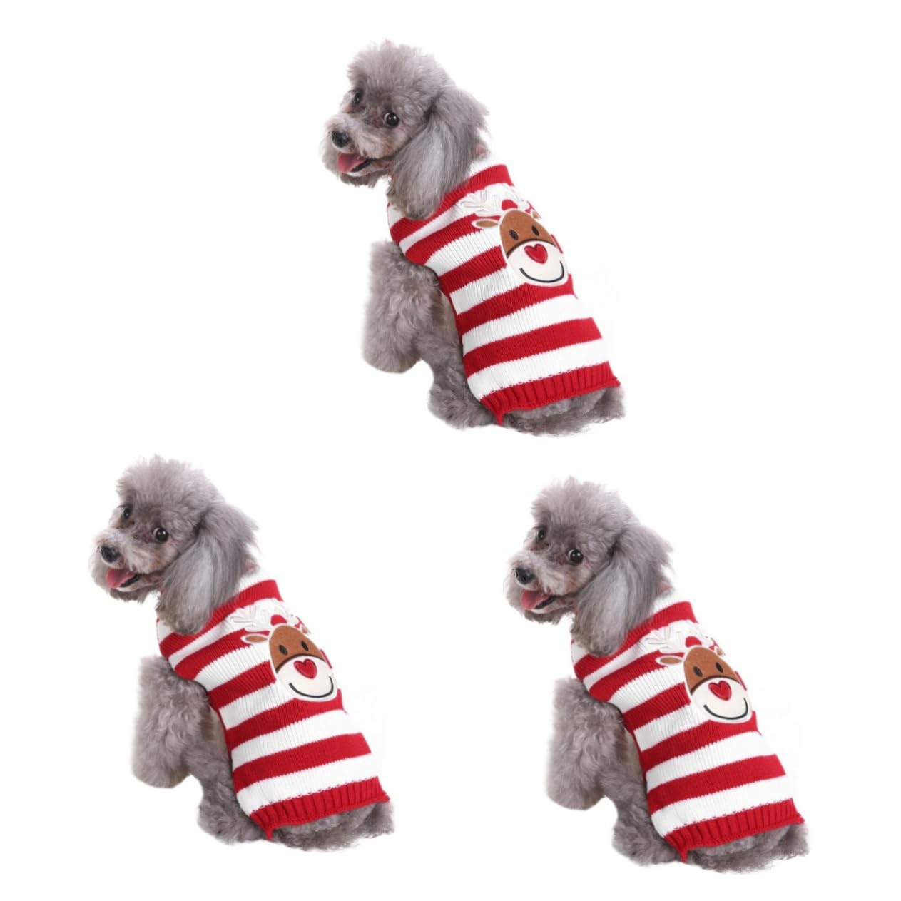 BESPORTBLE Lot De 3 Pulls Tricotés De Noël pour Chien Vêtements pour Chiot Imprimé Élan pour Les Occasions Festives