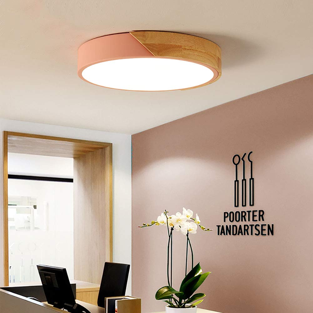 lamp Lampa sufitowa LED do montażu podtynkowego 36 W z możliwością przyciemniania, drewniana okrągła, bardzo cienka oprawa oświetleniowa do kuchni, sypialni, salonu, przedpokoju z pilotem - ciepłe