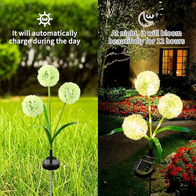 Dandelion Solar Light 2 Pack Garden Decoration Warm Color LED Light Outdoor Waterproof Sun Cloth Garden Decoration Holiday Gift