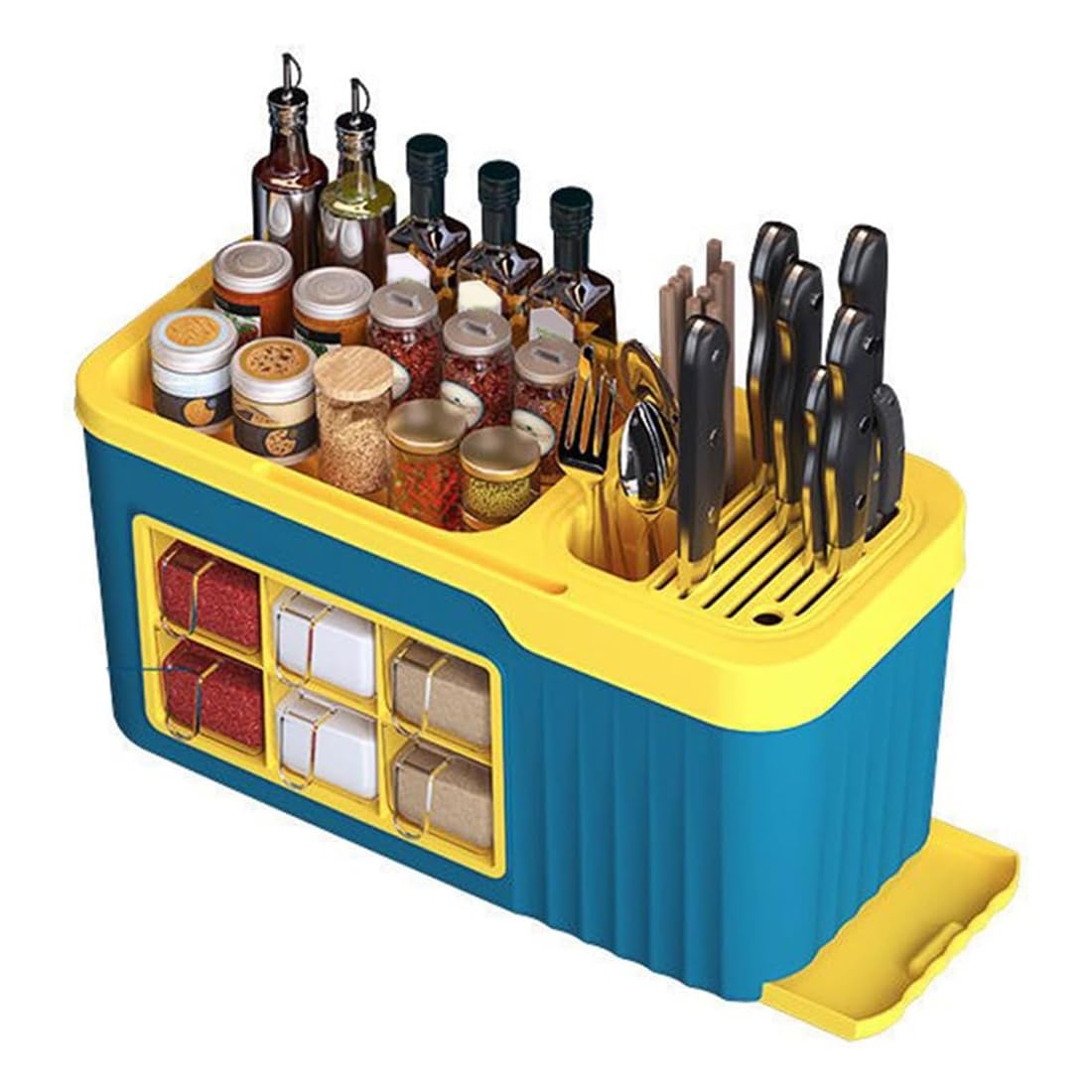 UDSKNV[KSL Adjustable Space-Saving Design Plastic Organizer Multifunctional Seasoning Bottle Storage Box Layer