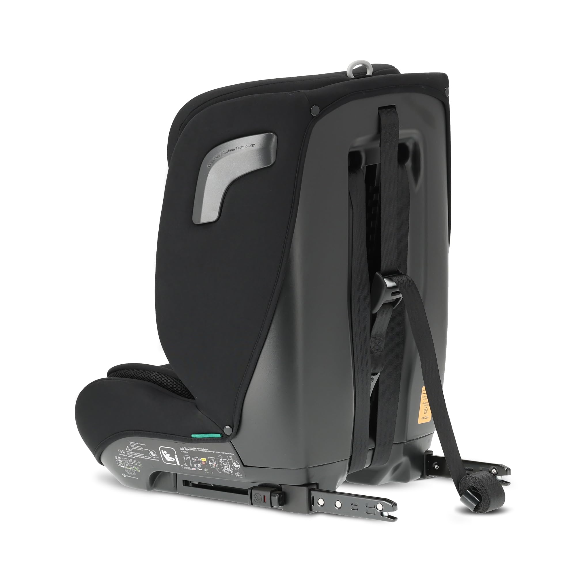 DERYAN Carter i-Size - Seggiolino auto per bambini, 9-36 kg, 76-150 cm, con Isofix, gruppo 1/2/3, schienale e poggiatesta regolabili, sistemi di sicurezza speciali, facile da trasportare, nero