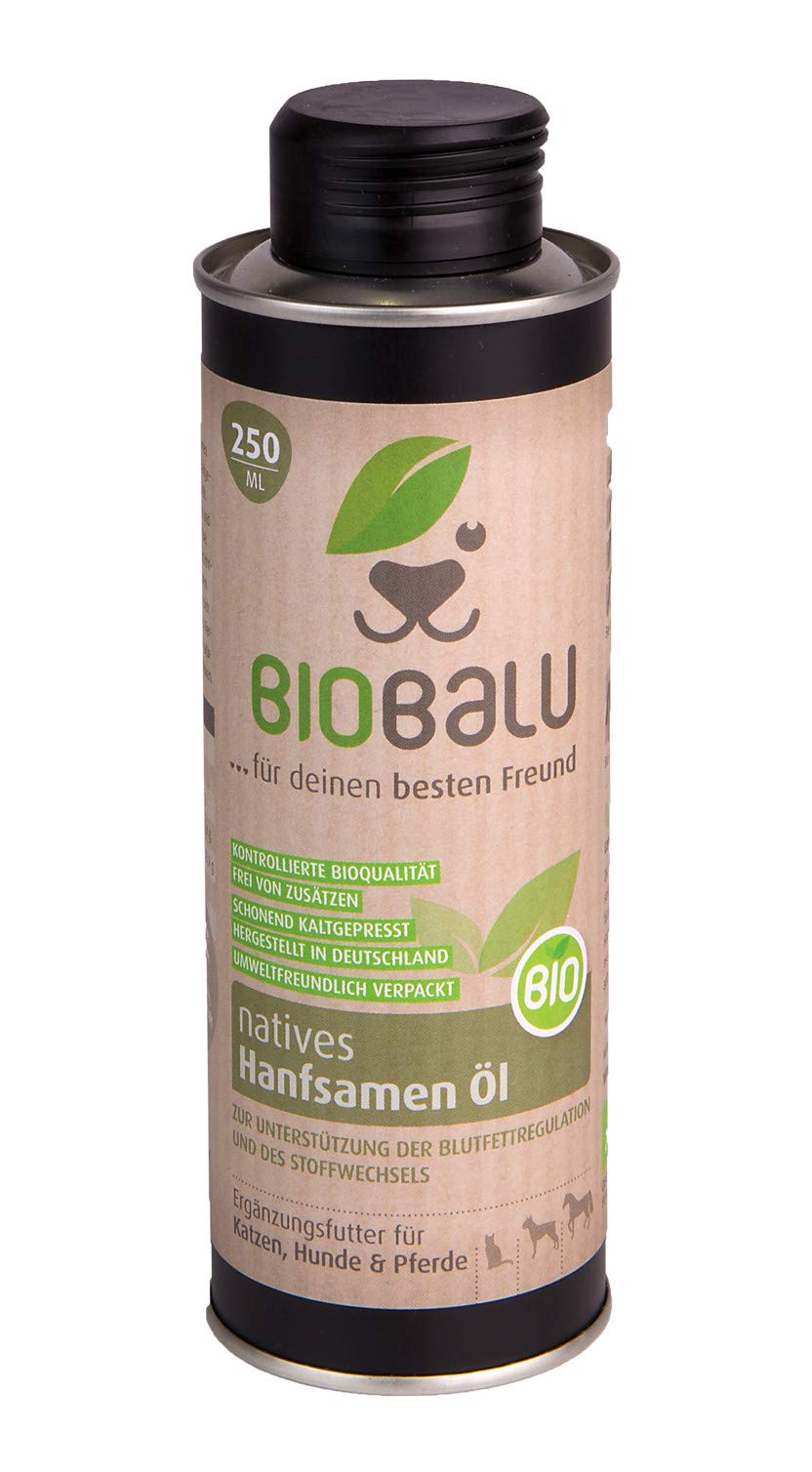 Olio di canapa organico | Olio di canapa biologico spremuto a freddo come mangime complementare per cani, cavalli e gatti, 250 ml