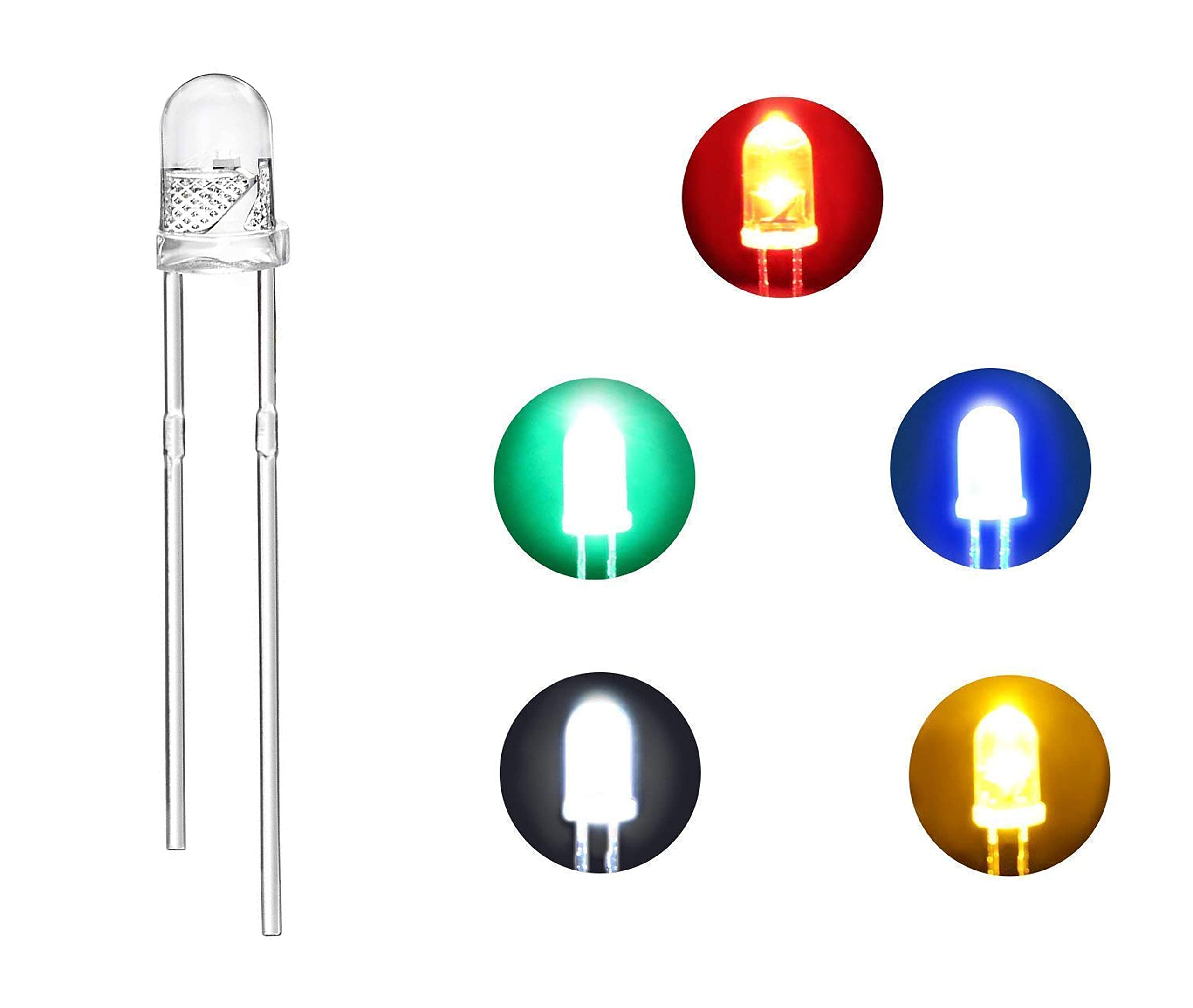 Wizzo 20 Pcs Each Red, Blue, Green, Yellow, White 3Mm Transparent Bright Led, b15d 3V Dc 2 Pin Light Emitting Diode, Multipurpose, For Science Projects Diy Hobby Kit Pack Of 100 Pieces, 0.5 Watts (B09QLCVJYC) Amazon Price History, Amazon Price Tracker