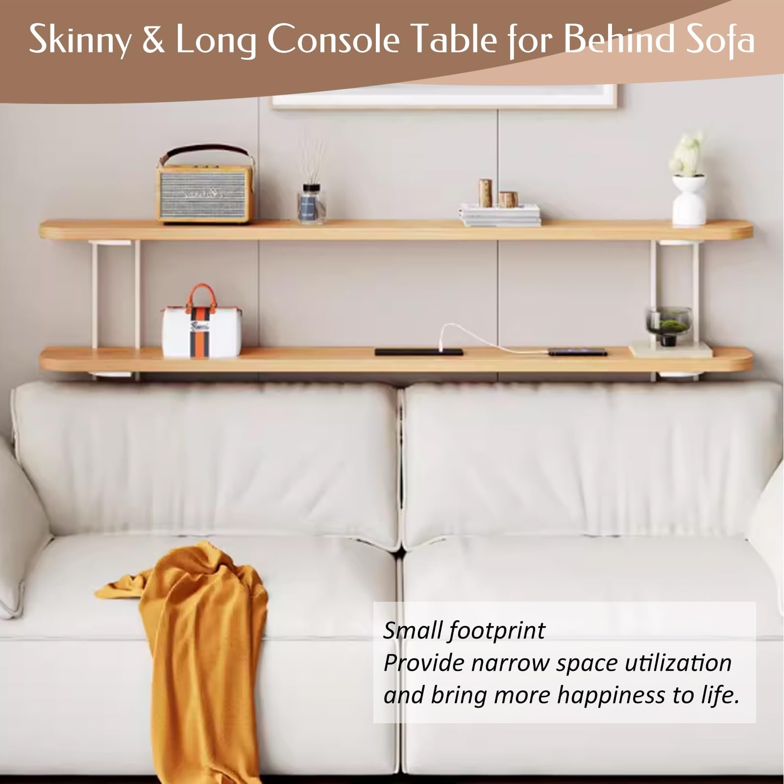 Consolle dietro divano Tavolino Consolle Stretto Dietro Il Divano Per Riporre Chiavi, Riviste, Lampade - Tavolo Da Console In Legno Per Soggiorno/Camera Da Letto(Style-2,100x18x85cm/39x7x33in)