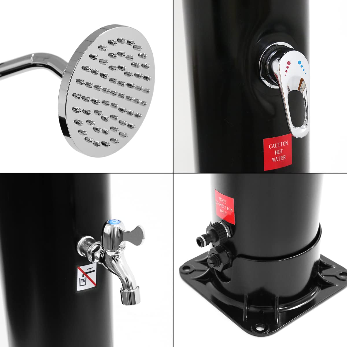 Solardusche ohne elektrischen Anschluss, Solardusche für den Außenbereich, mit Duschkopf und Wasserhahn, Solardusche für Pool, Camping, Garten, Wassertemperatur bis 60 °C (Schwarz 35 Liter)