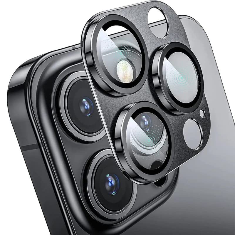 Image of (Joint Camera Lens Protector for iPhone 14 Pro /iPhone 14 Pro Max Alloy Metal Camera Cover with Tempered Glass - Joint Black