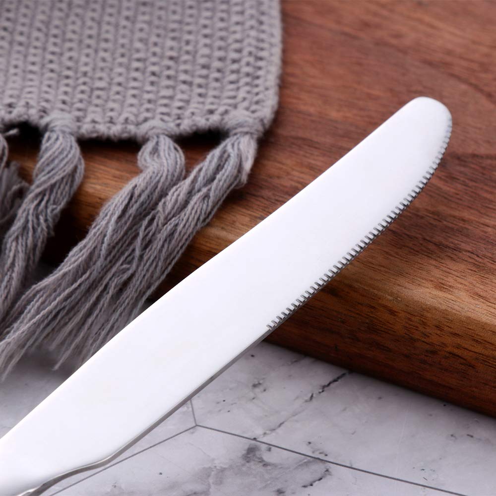 Meisha Classic Bead Coltello da tavola, 12 Pezzi Set coltelli da Cucina, coltelli in Acciaio Inossidabile, Finitura a Specchio, Uso per Home Restaurant - Argento